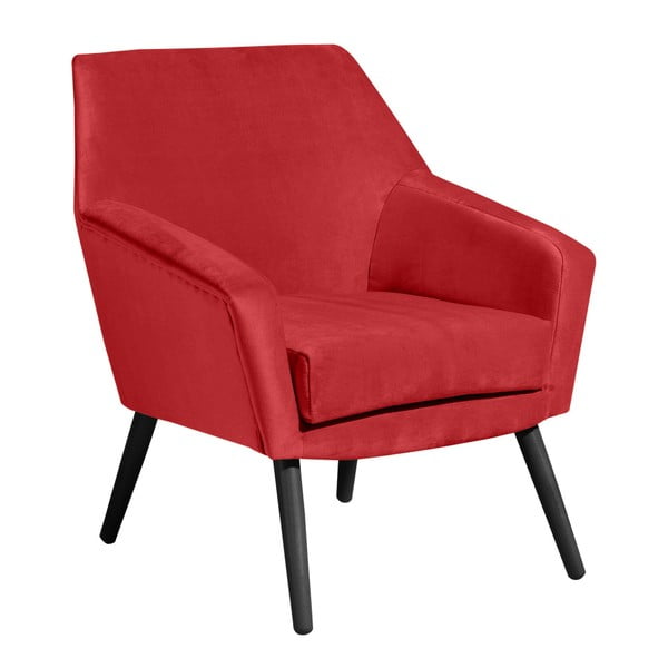 Czerwony aksamitny fotel z czarnymi nogami Max Winzer Alegro