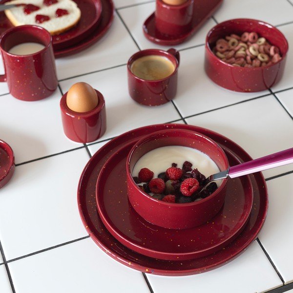Bordowy porcelanowy talerz ø 25 cm Fika – ONA-image-2