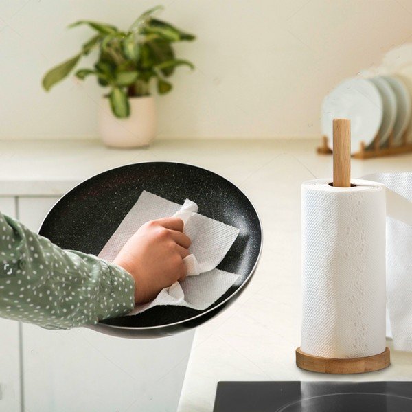 Drewniany stojak na ręczniki papierowe w naturalnym kolorze ø 12 cm Soka – Premier Housewares-image-1