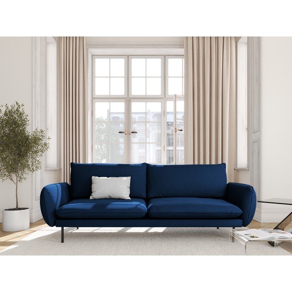 Niebieska aksamitna sofa 230 cm Vienna – Cosmopolitan Design-image-1