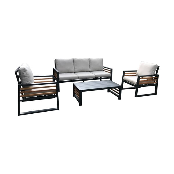 Szary aluminiowy zestaw mebli ogrodowych dla 5 osób Colmar – Rojaplast-image-1