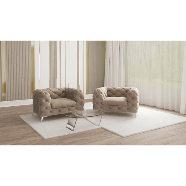 Szarobeżowy aksamitny fotel Chelsea – Ropez-image-1