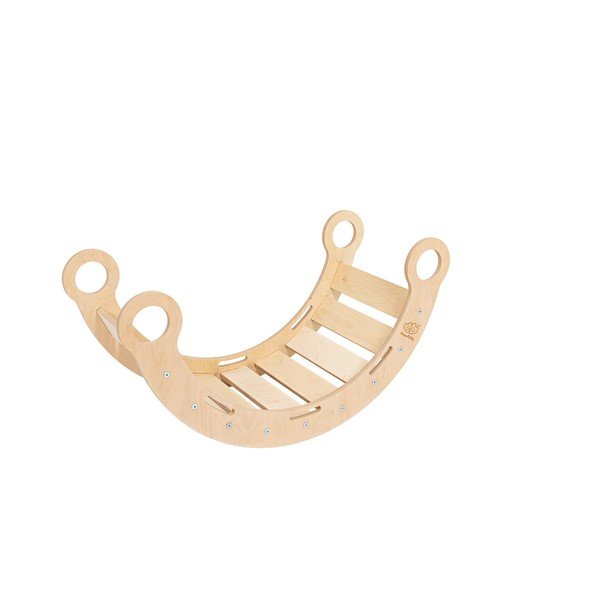 Huśtawka z litego drewna sosnowego w naturalnym kolorze 39x75x38 cm Montessori – Meowbaby