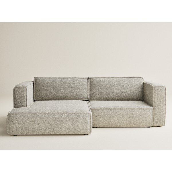 Beżowy rozkładany/ze schowkiem narożnik z tkaniny szenilowej (lewostronny/z szezlongiem) Velto – Maison de Rêve-image-2