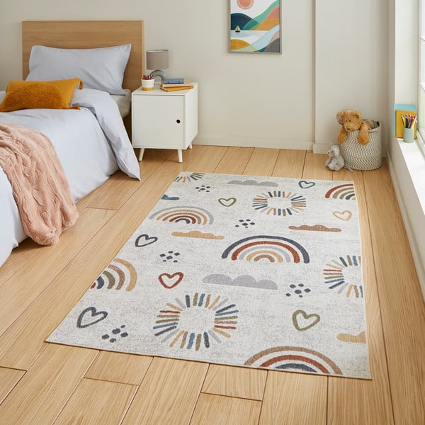 Kremowy dywan dziecięcy 80x150 cm Vida Kids Rainbow – Think Rugs-image-1
