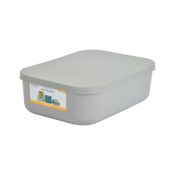 Szary plastikowy pojemnik z pokrywką 24x18x8 cm – Homéa-image-2