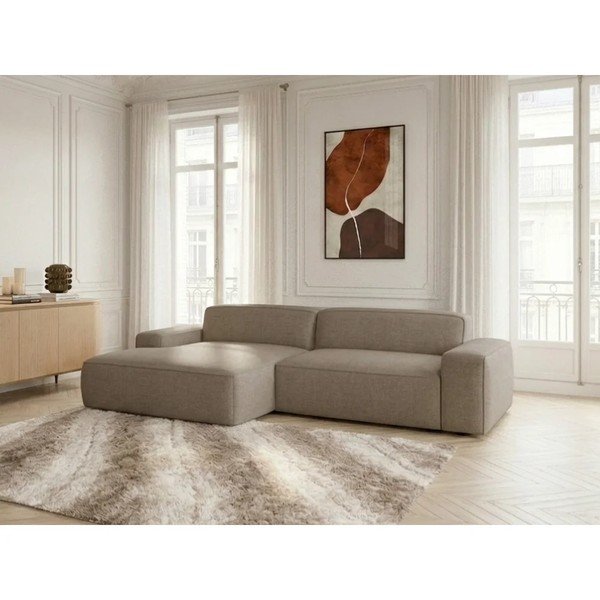 Szarobrązowy rozkładany/z elektryczną regulacją siedziska narożnik (lewostronny) Abel – Bobochic Paris-image-1