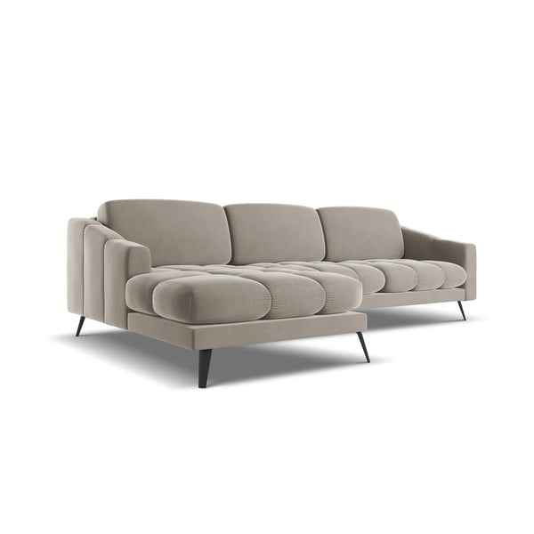 Beżowy aksamitny narożnik (lewostronny) Nalu – Makamii-image-2