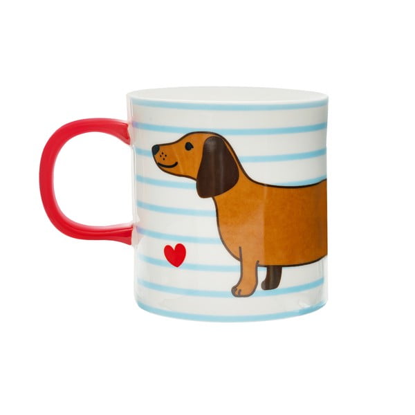 Niebiesko-brązowy porcelanowy kubek 300 ml Sausage Dog – Sass & Belle