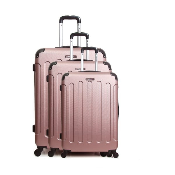 Komplet 3 różowych walizek na kółkach Bluestar Vanity Cadenas