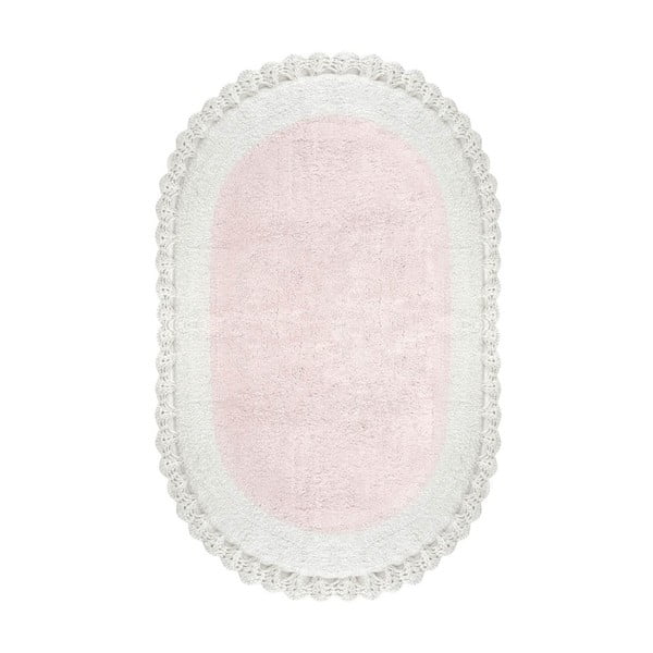 Różowo-biały bawełniany dywanik łazienkowy Cecil, 60x90 cm