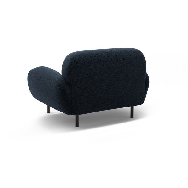 Ciemnoniebieski fotel z materiału bouclé Poppy – Micadoni -image-2