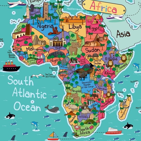 Obraz Homemania Maps Africa Pictures, 60x60 cm