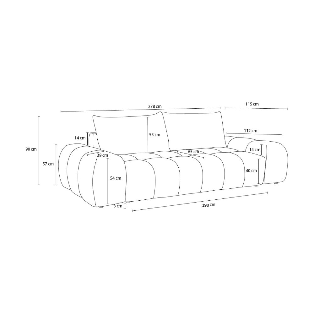 Szarobrązowa sofa z tkaniny szenilowej 278 cm Everest – Bobochic Paris (zdjęcie 9)