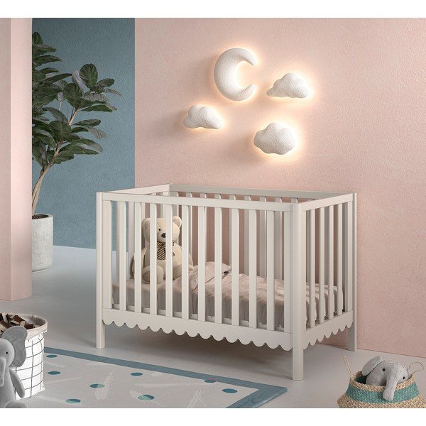 Beżowe łóżeczko z litego drewna sosnowego z regulowaną wysokością 60x120 cm Swingo – Vipack-image-1