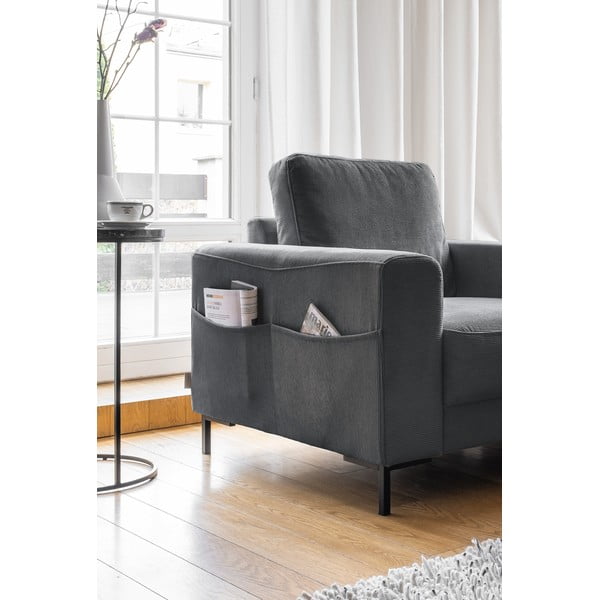 Ciemnoszary sztruksowy fotel Lofty Lilly – Miuform-image-3