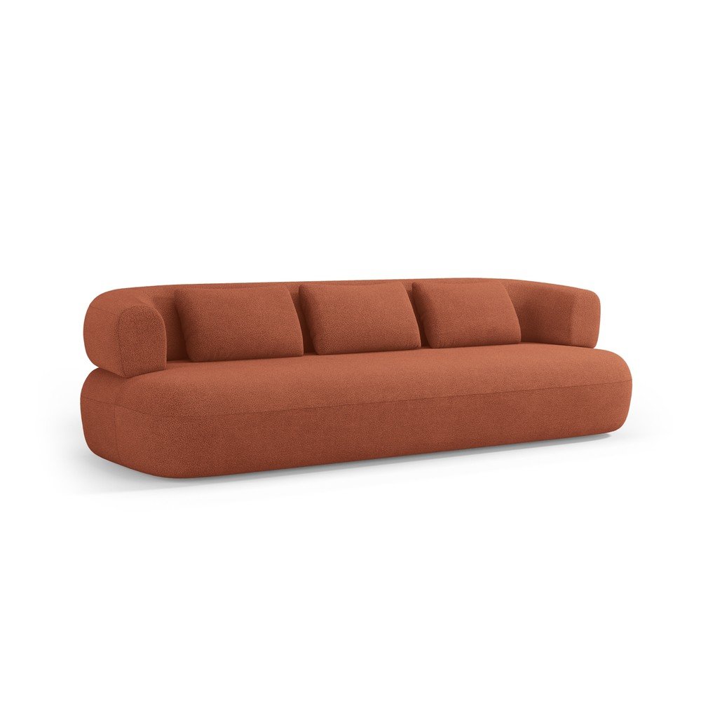 Sofa z materiału bouclé w kolorze terakoty 226 cm Jenny – Micadoni