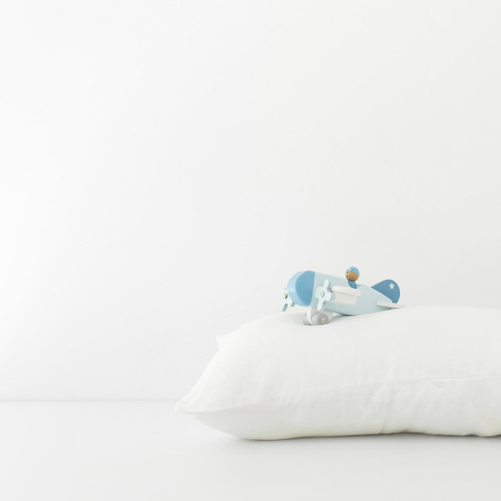 Dziecięca biała lniana poszewka na poduszkę Linen Tales Nature, 40x45 cm