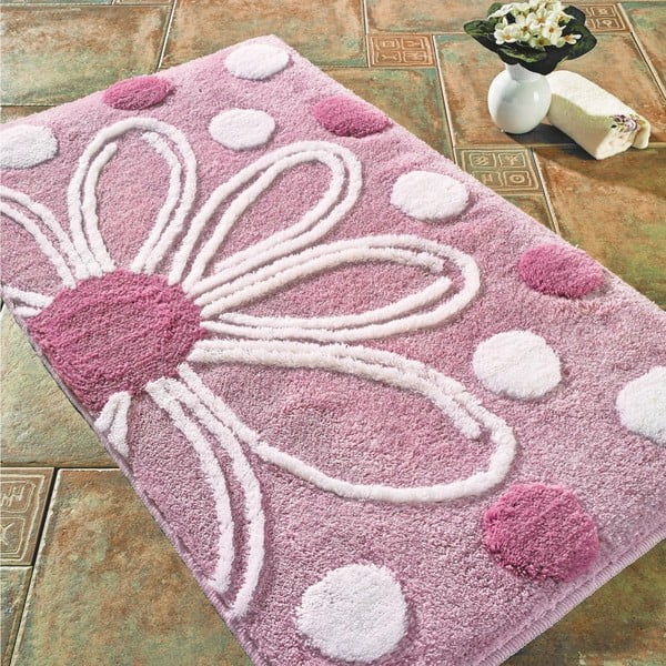 Różowy dywanik łazienkowy Alinda, 60x100 cm
