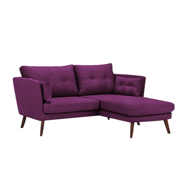 Fioletowa sofa 3-osobowa Mazzini Sofas Elena, z szezlongiem po prawej stronie