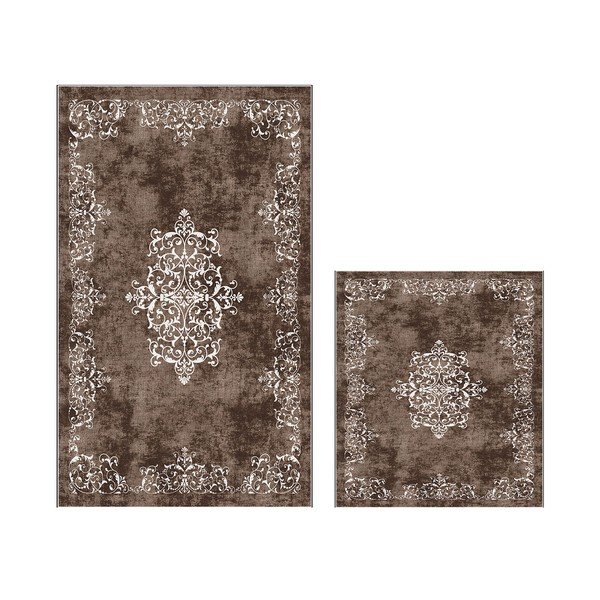 Brązowe dywaniki łazienkowe zestaw 2 szt. 60x100 cm – Foutastic