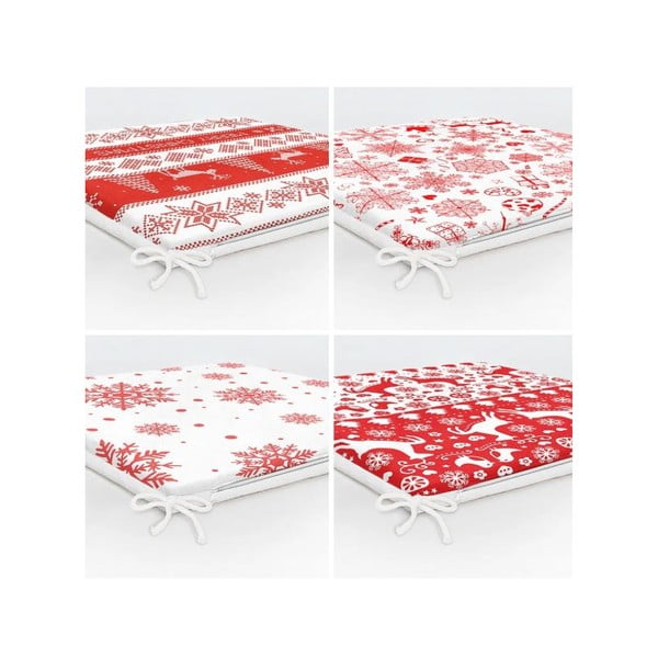 Poduszki na krzesła ze świątecznym motywem zestaw 4 szt. 40x40 cm Snowflakes – Mila Home-image-2