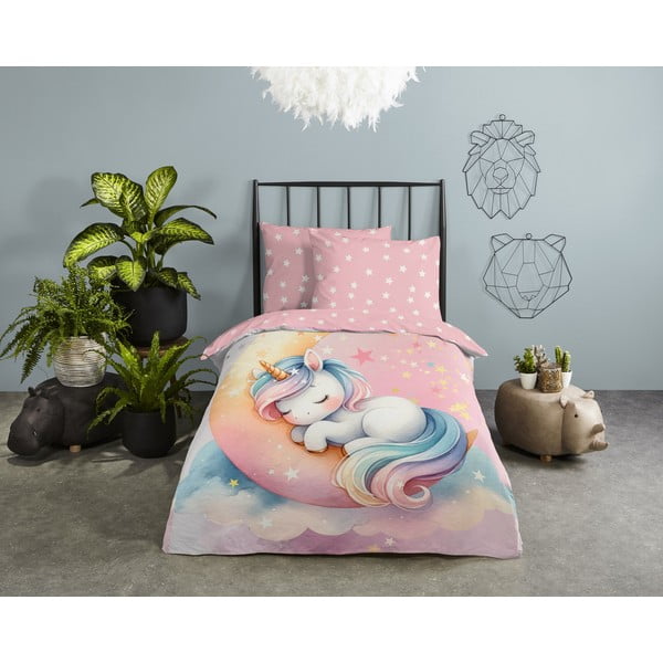 Różowa bawełniana pościel dziecięca jednoosobowa 140x200 cm Molly – Good Morning-image-1