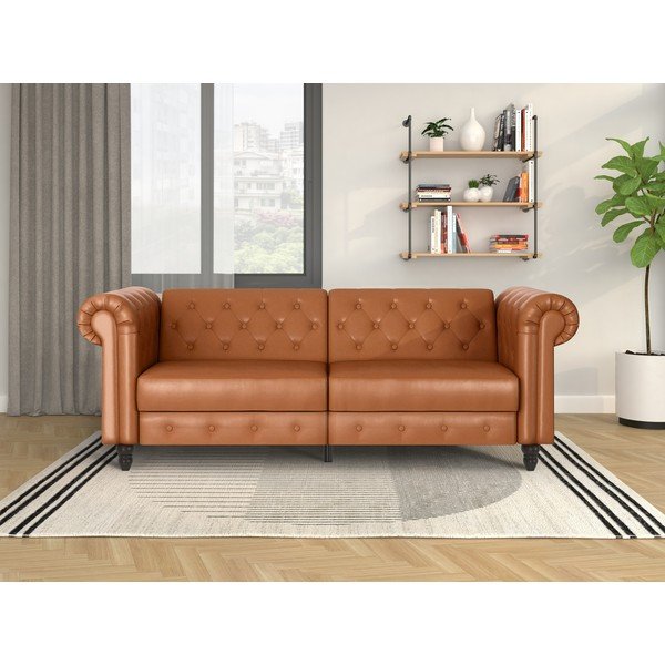 Koniakowa rozkładana sofa z imitacji skóry 236 cm Felix – Støraa-image-4