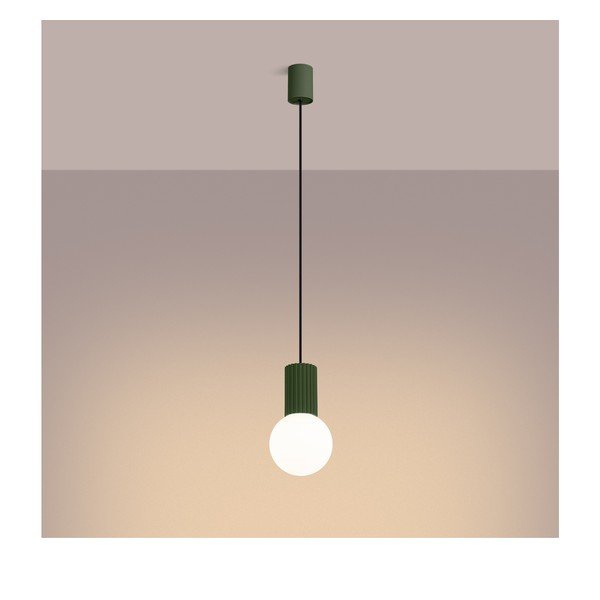 Zielona lampa wisząca z opalowego szkła ø 12 cm Orbital – Sollux-image-2