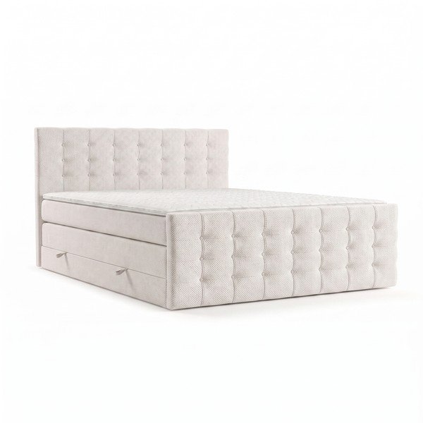 Kremowe łóżko boxspring ze schowkiem 200x200 cm Blend – Maison de Rêve