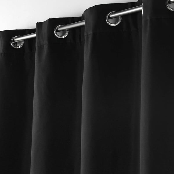 Czarna zasłona termiczna z mikrowłókna 135x260 cm Micropolar – douceur d'intérieur-image-1