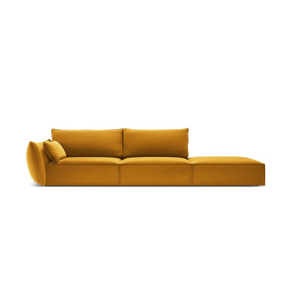 Musztardowa aksamitna sofa lewostronna 264 cm Vanda – Mazzini Sofas