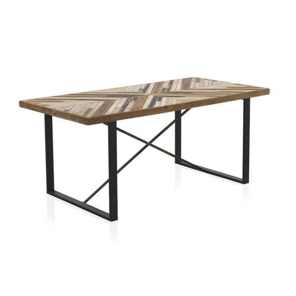 Stół z metalowymi nogami i blatem z drewna z recyklingu Geese, 180x90 cm