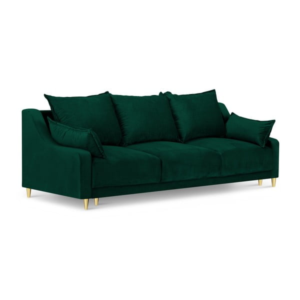 Zielona sofa rozkładana ze schowkiem Mazzini Sofas Pansy, 215 cm