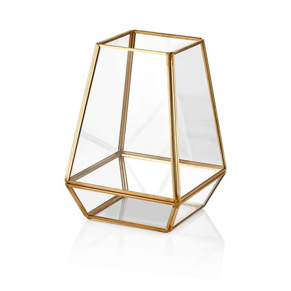 Szklane terrarium z detalem w kolorze złota The Mia Glamour, 21x14 cm