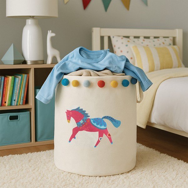 Biały tekstylny dziecięcy kosz na zabawki ø 38x48 cm Mimo Eclectic Horse – Premier Housewares-image-2