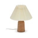 Beżowo-naturalna lampa stołowa z litego drewna kauczukowego z tekstylnym kloszem (wysokość 33 cm) Benicarlo – Kave Home