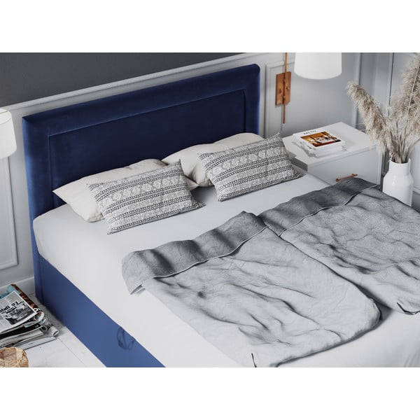 Niebieskie aksamitne łóżko 2-osobowe Mazzini Beds Yucca, 200x200 cm-image-4