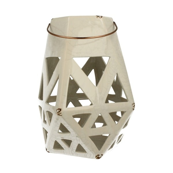 Biały lampion ceramiczny Duo Gift, wys. 27,5 cm