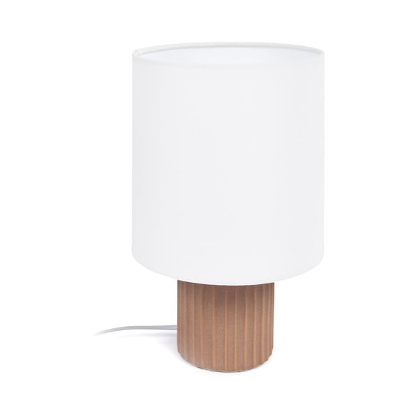 Biało-naturalna lampa stołowa z tekstylnym kloszem (wys. 28 cm) Eshe – Kave Home