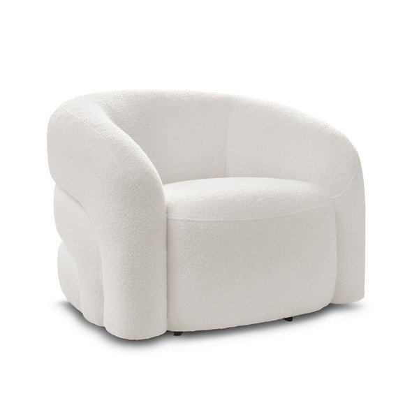 Biały obrotowy fotel z materiału bouclé Elina – Bobochic Paris-image-2
