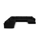 Czarny aksamitny narożnik (lewostronny/w kształcie litery U) Vanda – Mazzini Sofas