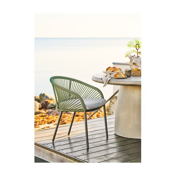Zielone metalowe tapicerowane krzesło ogrodowe Novella – House Nordic-image-1