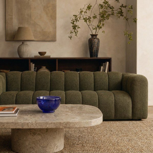 Zielona sofa z tkaniny szenilowej 290 cm Lupine – Micadoni -image-4