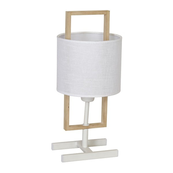 Biała lampa stołowa z drewnianymi detalami Glimte Sprite White