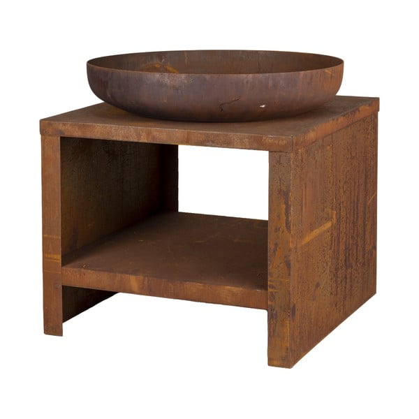 Palenisko z miejscem na drewno w dekorze rdzawej płyty – Esschert Design-image-1