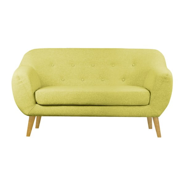 Żółta sofa 2-osobowa z brązowymi nogami Scandizen Lola