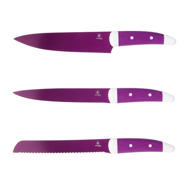 Zestaw 3 fioletowych noży Laguiole Lance