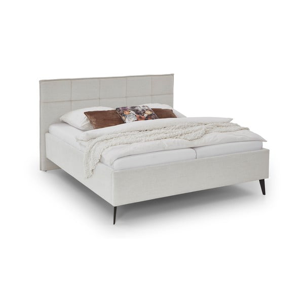 Beżowe tapicerowane łóżko dwuosobowe bez stelaża 160x200 cm Paulo – Meise Möbel-image-4