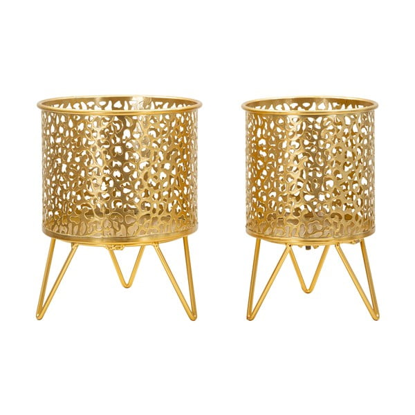 Metalowe kwietniki 2 szt. ø 16 cm (wysokość 20 cm) Piny – Mauro Ferretti